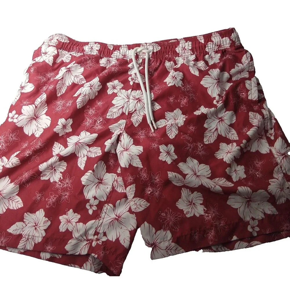Amazon Essentials Red Floral Men's Swim Trunks Size XXL